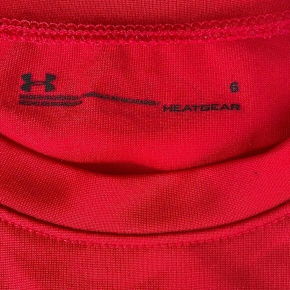 Under Armour Heat Gear Boys Red Short Sleeve Tee Size 6 - Picture 4 of 6